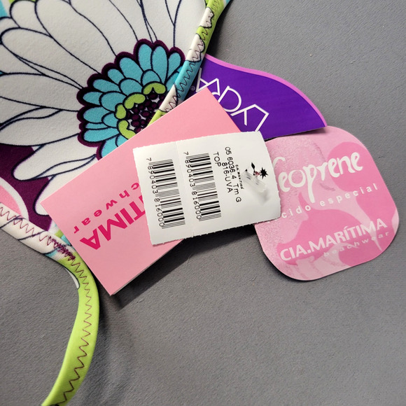 Cia Maritima Bikini Womens Large Floral Neoprene Swimwear Tie Side Semi Cheeky - Picture 3 of 14